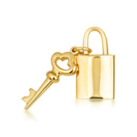 14K Yellow Gold Lock & Key Charm Pendant Necklace (Available in Small/Large)