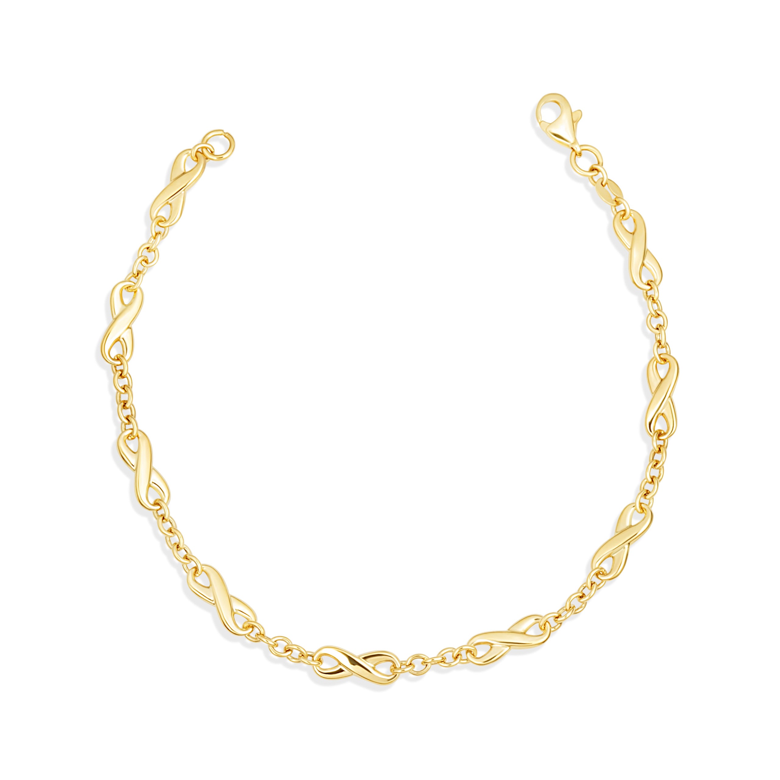 14K Yellow Gold Infinity Charm Link Bracelet