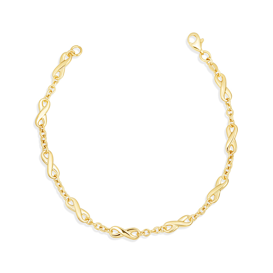 14K Yellow Gold Infinity Charm Link Bracelet