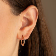 Tri-Color Gold Polished Striped Hoop Earrings