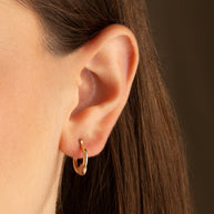 14K Two-Tone Gold Heart Hoop Love Earrings