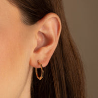 14K Two-Tone Gold Hoop Textured Earrings