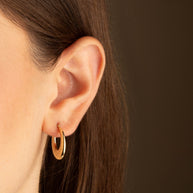 14K Yellow Gold Textured Cut Hoop Earrings