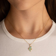 14K Yellow Gold Enamel Fish Ocean Charm Pendant Necklace