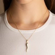 14K Gold Cornicello Italian Horn Pendant Necklace