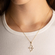 14K Two-Tone Gold Bow & Arrow Archery Pendant Necklace