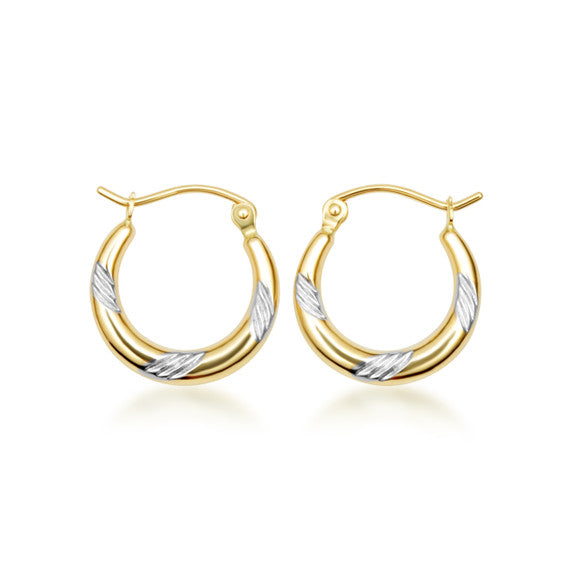 Two-Tone Gold Striped Hoop Earrings