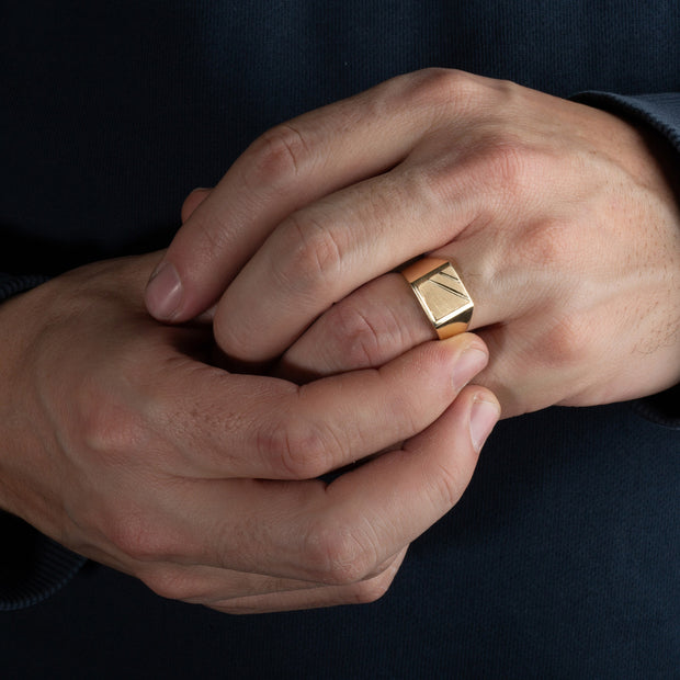 Yellow Gold Men's Modern Signet Ring