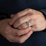 Solid .925 Sterling Silver Men's Nugget Ring