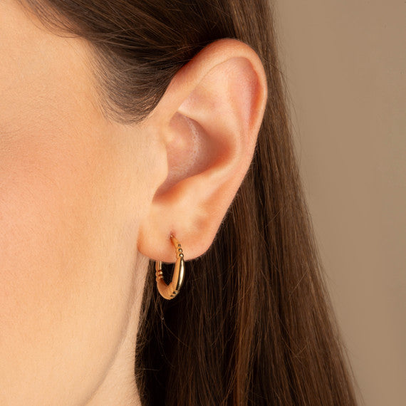 14K Polished Yellow Gold Textured Hoop Earrings