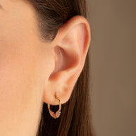 14K Tri-Color Gold Winged Heart Hoop Earrings