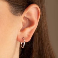 14K White Gold Textured Diamond Cut Hoop Earrings