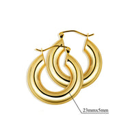 14K Yellow Gold Classic Tube Hoop Earrings