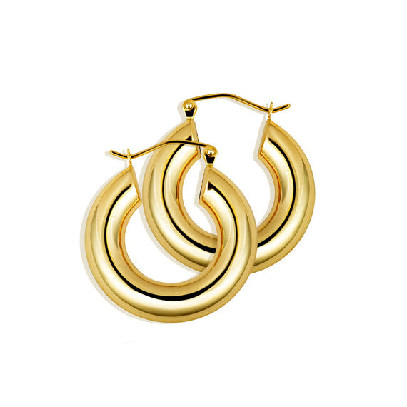 14K Yellow Gold Classic Tube Hoop Earrings