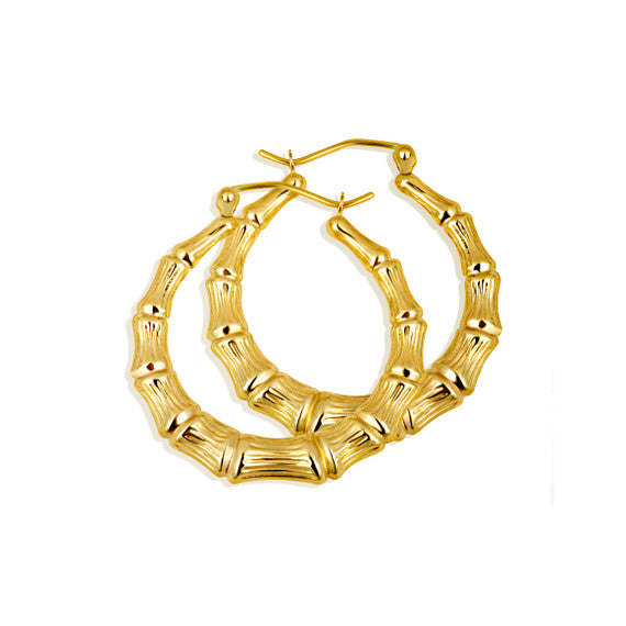 10K/14K Gold Bamboo Hoop Earrings