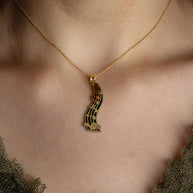 Gold Music Staff Treble Clef Notes Enamel Pendant Necklace (Available in Yellow/Rose/White Gold)