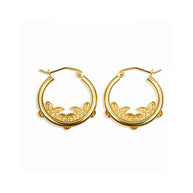 14K Two-Tone Gold Mom Heart Mothers Hoop Earrings