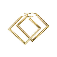 14K Yellow Gold Square Leverback Earrings