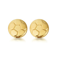 Yellow Gold Soccer Ball Sports Athletic Stud Earrings