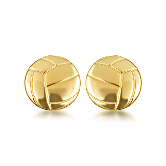 Yellow Gold Volleyball Sports Athletic Stud Earrings