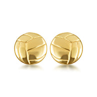 Yellow Gold Volleyball Sports Athletic Stud Earrings