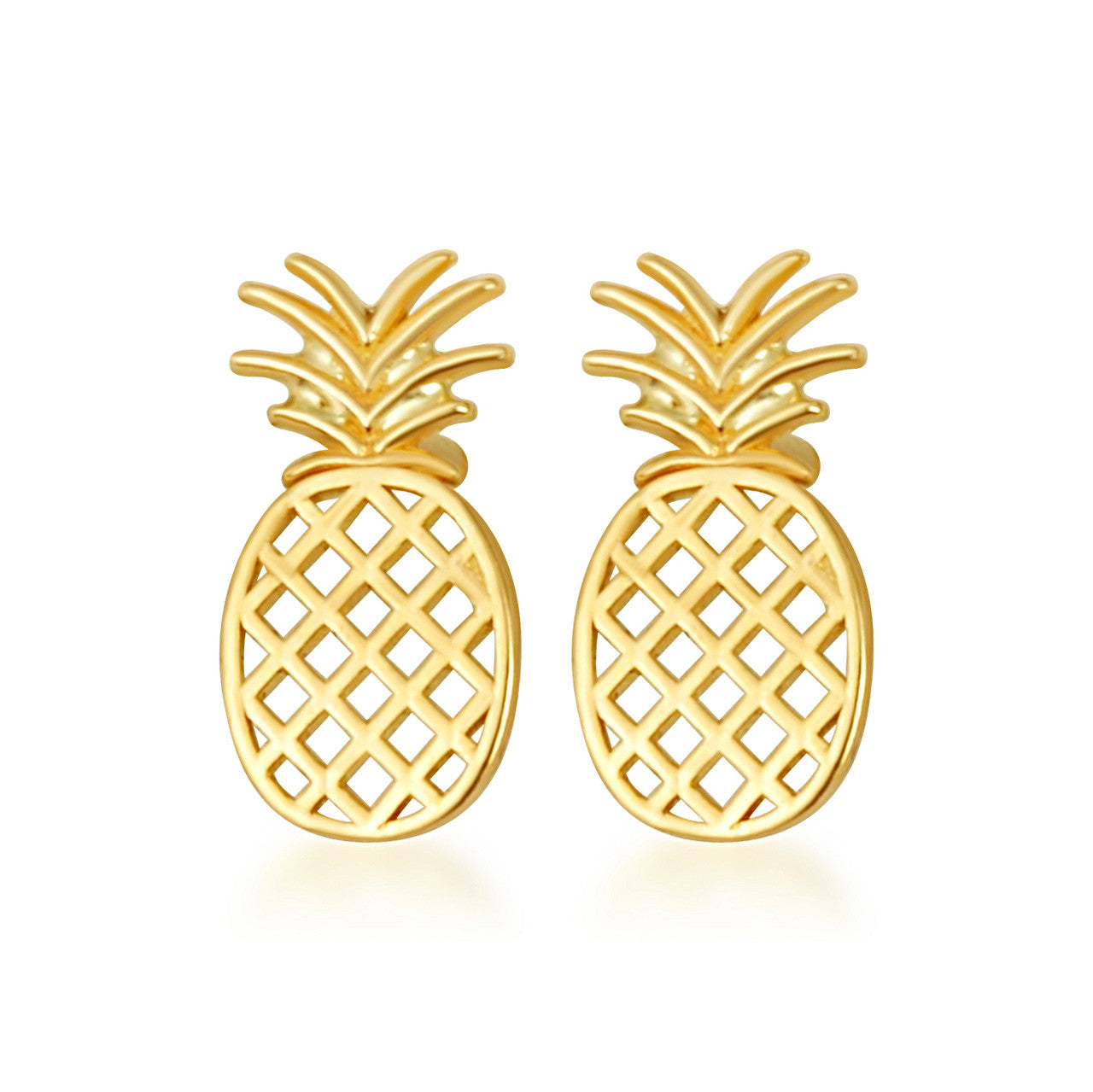 Yellow Gold Pineapple Fruit Stud Earrings