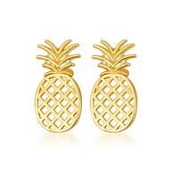 Yellow Gold Pineapple Fruit Stud Earrings