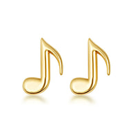 Yellow Gold Eighth Music Note Stud Earrings