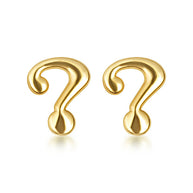 Yellow Gold Question Mark Stud Earrings