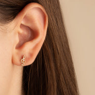 Yellow Gold Treble G Clef Music Note Stud Earrings