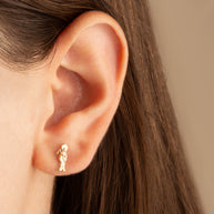 Yellow Gold Santa Muerte Saint Of Death & Protection Stud Earrings