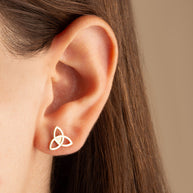 Yellow Gold Celtic Trinity Irish Stud Earrings