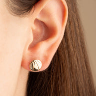 Yellow Gold Basketball Sports Athletic Stud Earrings