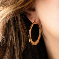 Yellow Gold Bamboo Hoop Earrings