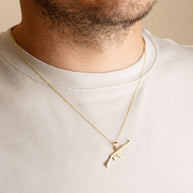 Gold AK-47 Assault Rifle Gun Pendant Necklace (Available in Yellow/Rose/White Gold)