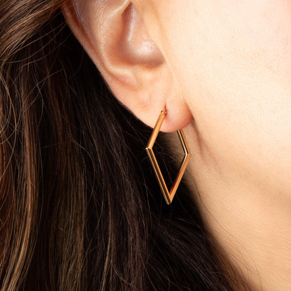 14K Yellow Gold Square Leverback Earrings