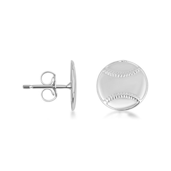 .925 Sterling Silver Baseball Sports Athletic Stud Earrings