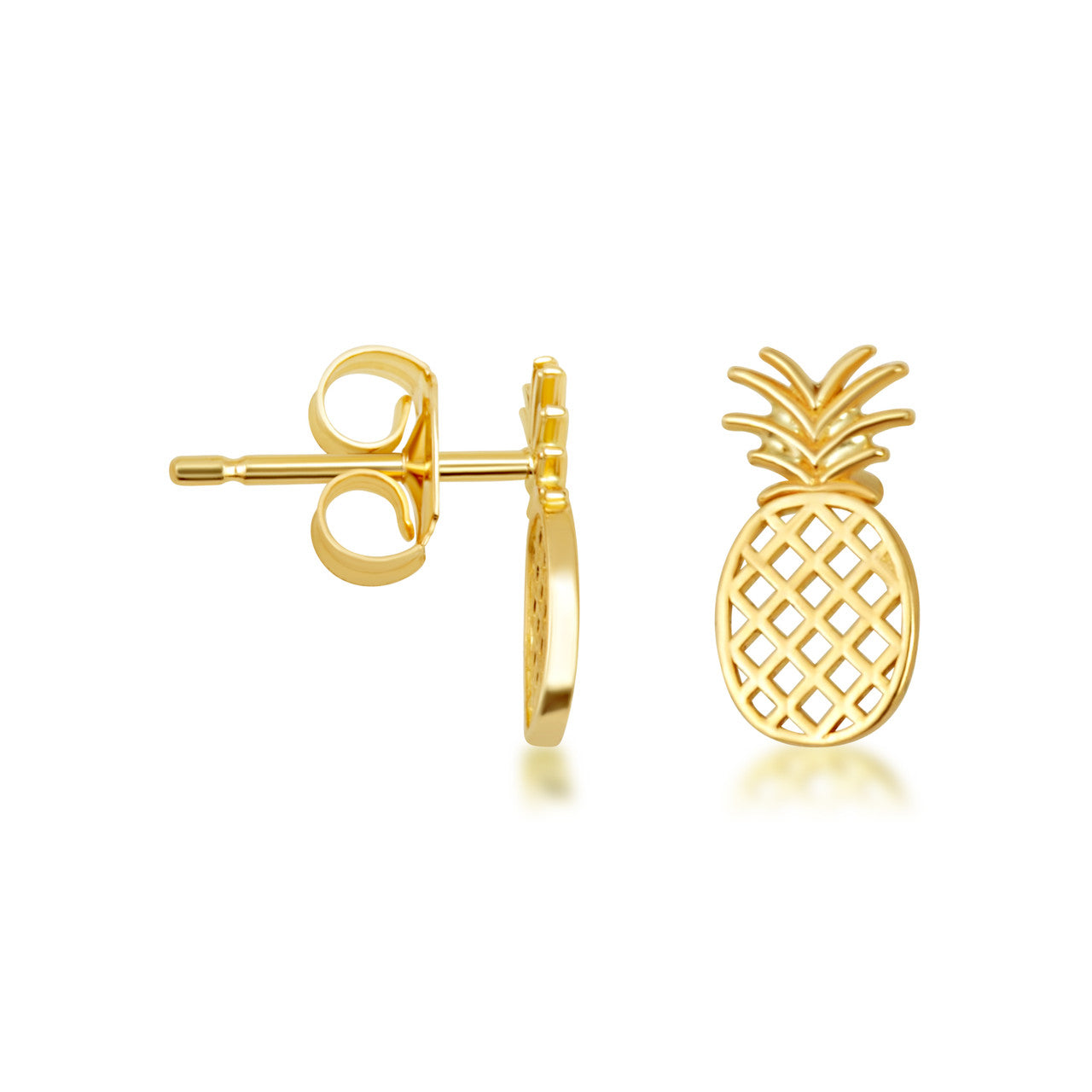 Yellow Gold Pineapple Fruit Stud Earrings