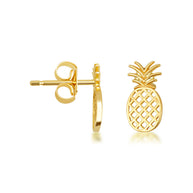 Yellow Gold Pineapple Fruit Stud Earrings