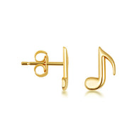 Yellow Gold Eighth Music Note Stud Earrings