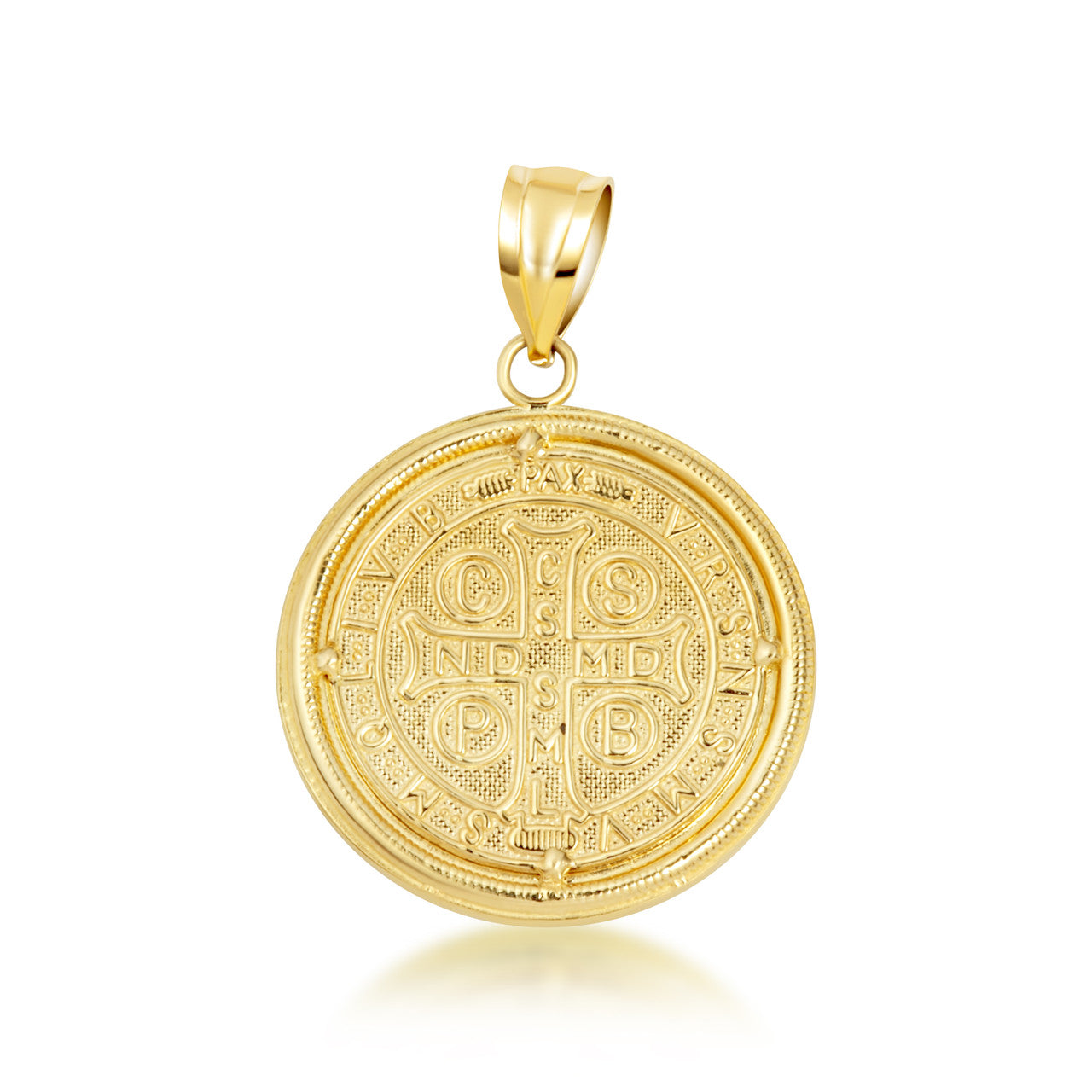 14K Two-Tone Gold Saint Benedict Diamond Halo Medallion Pendant Necklace (Available in Small/Large & Yellow/Rose/White Gold)
