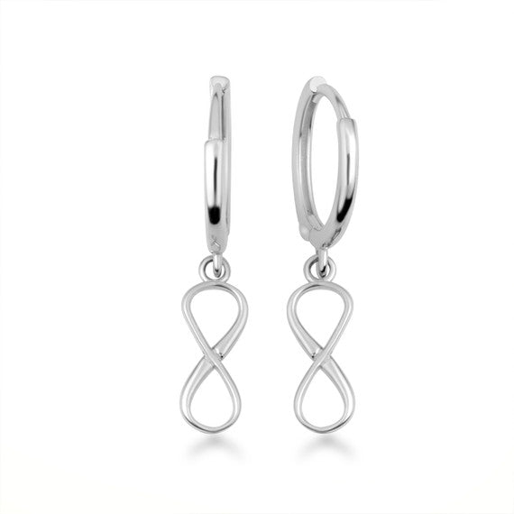 .925 Sterling Silver Classic Infinity Huggie Hoop Earrings