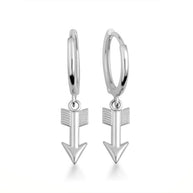 .925 Sterling Silver Arrowhead Drop Huggie Hoop Earrings