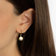 Yellow Gold Beach Seashell Drop Huggie Hoop Earrings