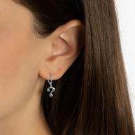 .925 Sterling Silver Question Mark Drop Huggie Hoop Earrings