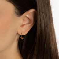 Yellow Gold Machine Gun Drop Huggie Hoop Earrings