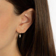 Yellow Gold Baby Foot Print Huggie Hoop Drop Earrings