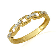 14K Yellow Gold Cubic Zirconia Chain Link Band Ring