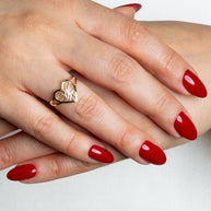 Two-Tone Gold Diamond Cut 15 Años Quinceañera Heart Beaded Ring