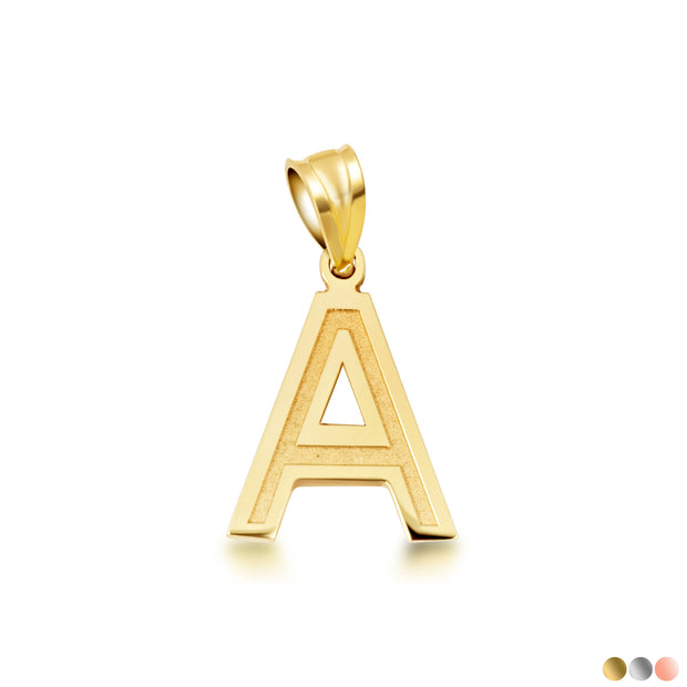 Gold Personalized Letter "A-Z" Initial Satin Finish Pendant Necklace (Available in Yellow/Rose/White Gold)